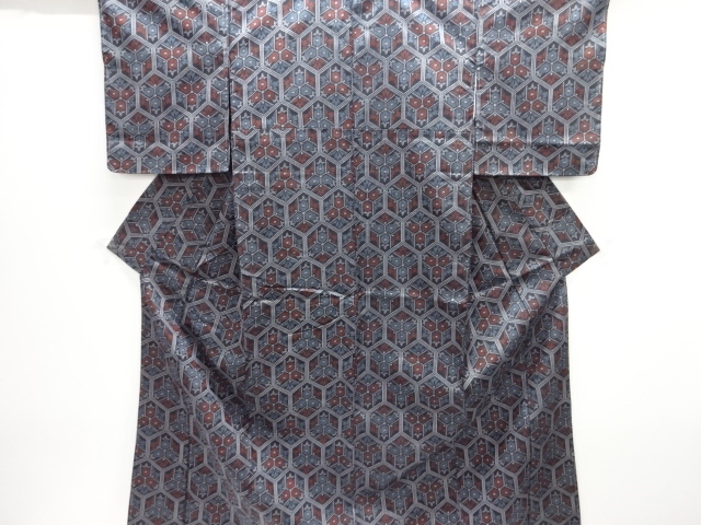 JAPANESE KIMONO / NISHIJIN DENSHO TSUMUGI / UNUSED / WOVEN ABSTRACT FLOWER